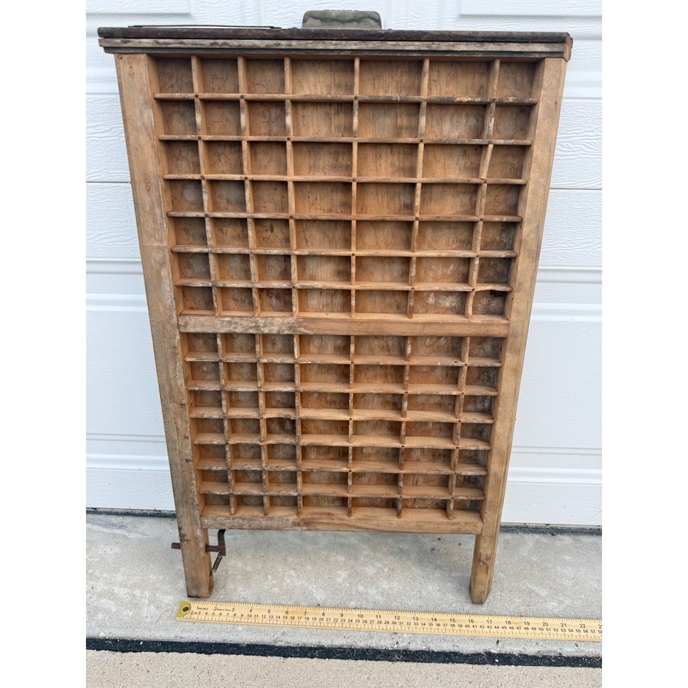 Vintage Ludlow Wooden Typeset Drawer Printer Tray Shadow Box Wall Decor 32x16.5